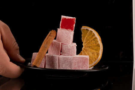 dried orange slices on white background and backdropの写真素材
