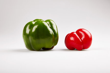 Sweet paprika pepper cut on white backgroundの写真素材