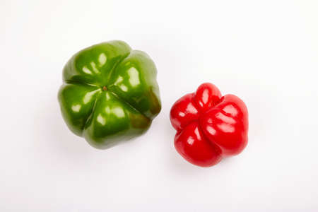 Sweet paprika pepper cut on white backgroundの写真素材