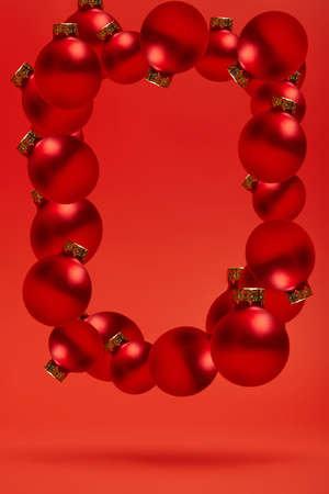 frame for the inscription on the background of Christmas toysの写真素材