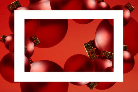 frame for the inscription on the background of Christmas toysの写真素材