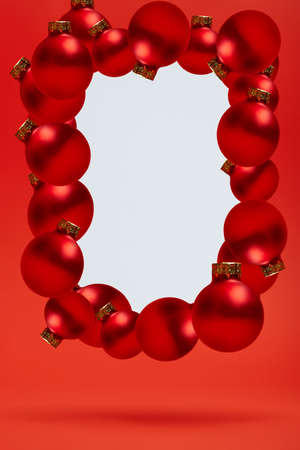 frame for the inscription on the background of Christmas toysの写真素材