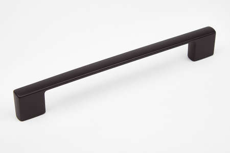 Black metallic door handle on white backgroundの写真素材
