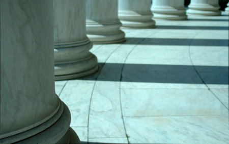Vertical columns shot with a short depth of field in an historical building in Washington, D.C.