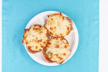 Baked scallops with cheeseの写真素材