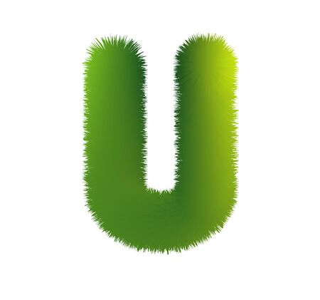 Letter U. Furry vector font made of fir branches for the new year.のイラスト素材