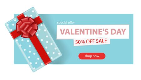 Valentine s day sale background. Romantic composition with a box with a gift. Vector illustrations for website, posters, advertising, coupons, promotional materials.のイラスト素材
