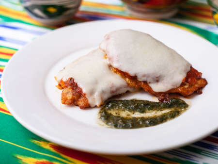 Kiev cutlet - fried chicken cutlet under a cheese head. Asian styleの写真素材