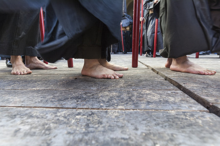 Detail of some penitents of the brotherhood ofの写真素材