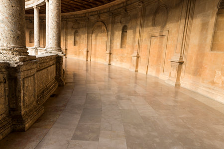 Palace of Charles V, historic building located within the Alhambra, Granada, Spain.のeditorial素材