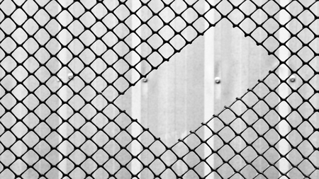 hole at plastic net - monochrome