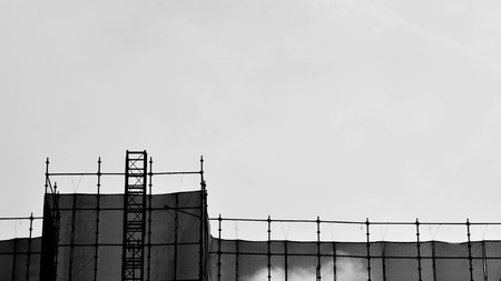 silhouette of scaffolding on white backgroundの写真素材