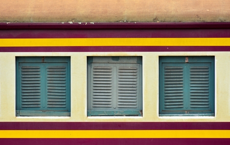 window of old and rusty bogie trainの写真素材
