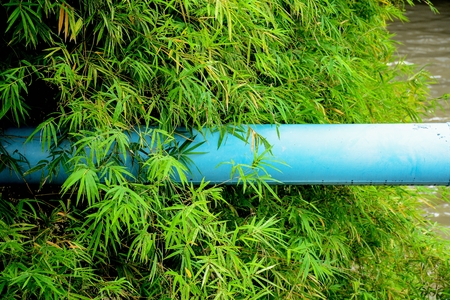 big blue metal pipeの写真素材