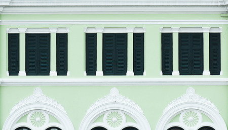 antique wood window at green building
