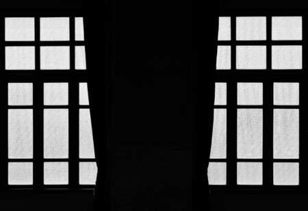 silhouette of glass window - monochromeの写真素材