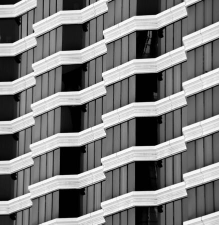 windows and Balcony at modern building - monochromeの写真素材