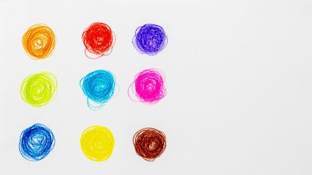 collection of crayon drawings on white paper background - textureの写真素材