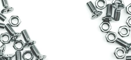 nuts and bolts isolated on white backgroundの写真素材