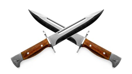 vintage combat knife bayonet isolated on white background.