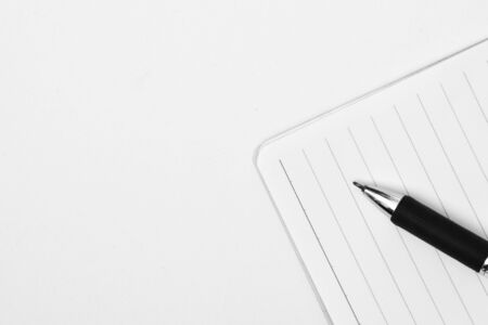 closeup pen on a paper - monochromeの写真素材