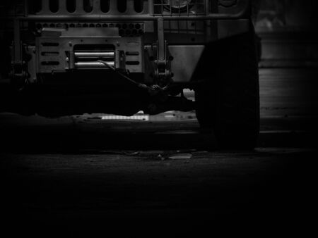 Modern armored military truck - monochromeの写真素材