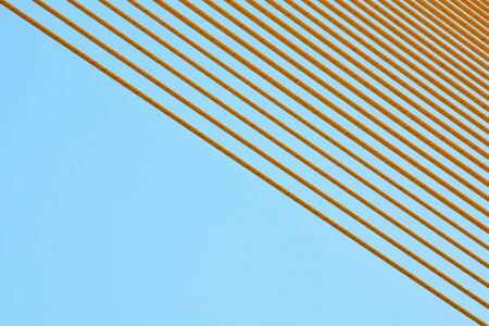 yellow wire rope at Suspension bridgeの写真素材