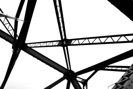 detail of old steel bridge structure - monochromeの写真素材