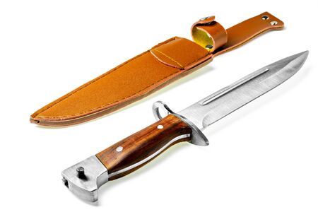 vintage combat knife bayonet isolated on white background.