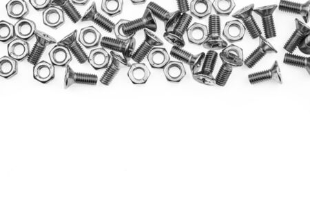 nuts and bolts isolated on white backgroundの写真素材