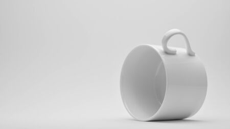 White ceramic cup on a white backgroundの写真素材