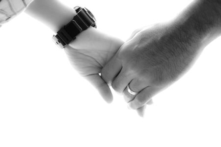 hand of man and woman with wedding ringの写真素材