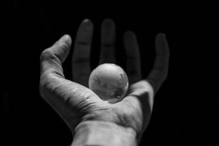 small world in a human hand.の写真素材