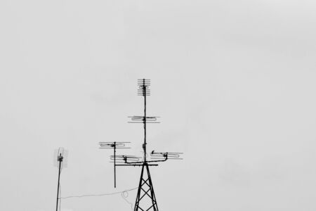 Telecommunication tower Antenna - monochromeの写真素材