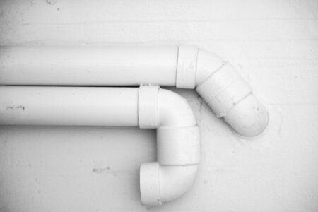 water piping system install with the concrete wallの写真素材