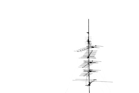 old televisions antenna on white backgroundの写真素材