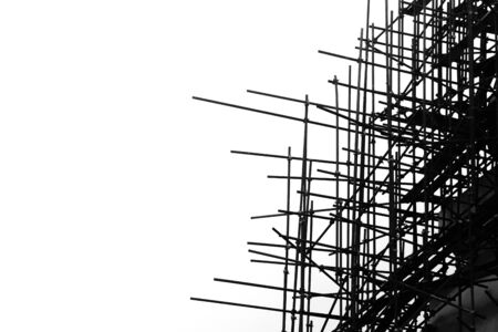silhouette of scaffolding at the buildingの写真素材