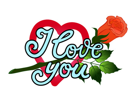 I love you. Hand drawn print with lettering. Vector illustration can be used as a poster, print, greeting card for Valentine's day.のイラスト素材