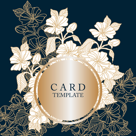 Greeting card with flowers, can be used as invitation card for wedding, birthday and other holiday and background. Vector illustration.のイラスト素材