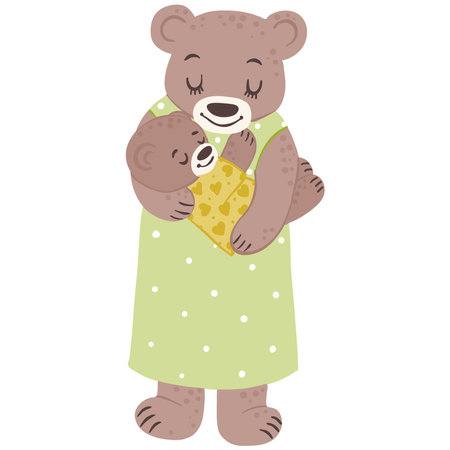 Mother with a baby bear in his arms, vectorのイラスト素材