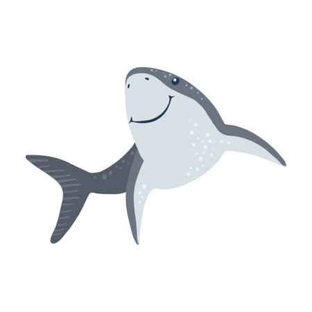 Funny shark isolated on white background. Vector illustrationのイラスト素材