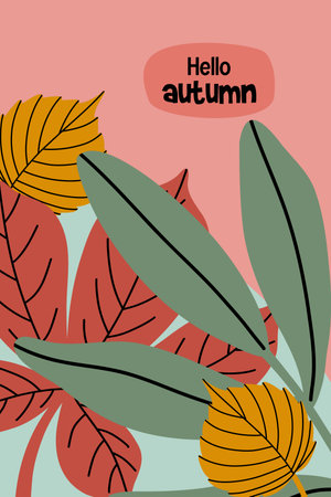 Abstract Poster With Autumn Leavesのイラスト素材