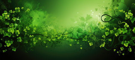 Saint patricks day celebration pattern background with shamrocks and green colorsの素材