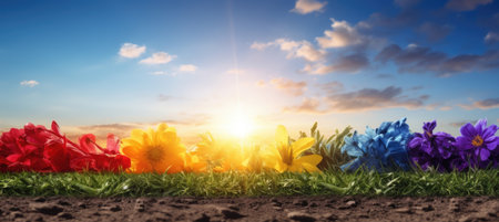 Celebrate the arrival of spring with vibrant flowers and the invigorating equinox energyの素材