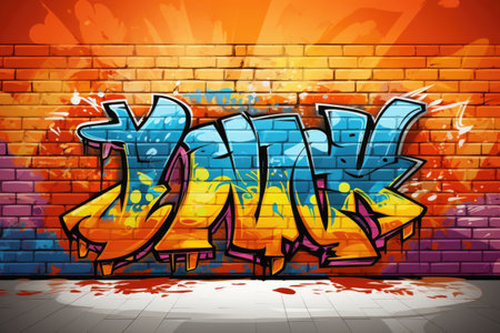 Lively and captivating cartoon sticker background adorned with an array of vibrant graffiti artの素材