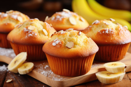Scrumptious banana muffins with a simple and easy recipe concept, perfect for a delectable dessertの素材