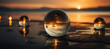 Enchanting Double Exposure Ethereal Orbs on Abstract Background for Surreal Conceptual Designの素材