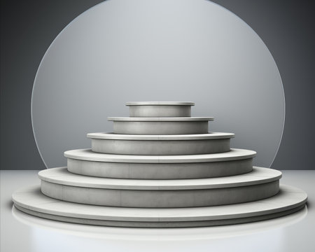Gray podiums on gray backgroundminimalist scene with geometric elementstemplate for showcasing.の素材