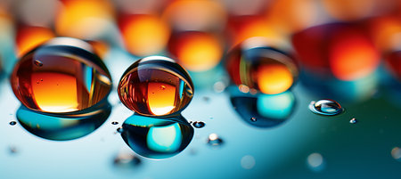 Vibrant and dynamic glass circle shapes abstract background with colorful reflections compositionの素材