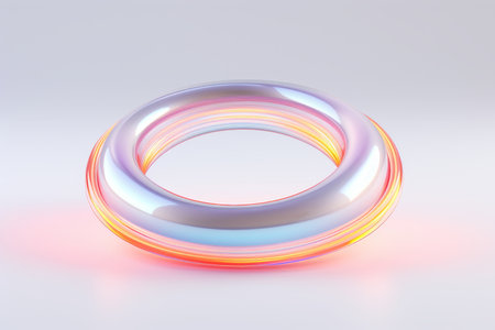 Vibrant abstract metallic holographic shape on black background for futuristic design conceptsの素材